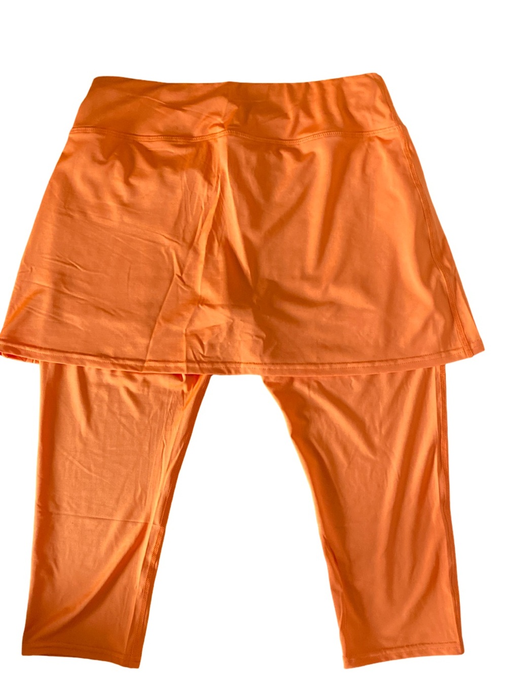 Orange Skort Capri Leggings- S orange poly NWOT